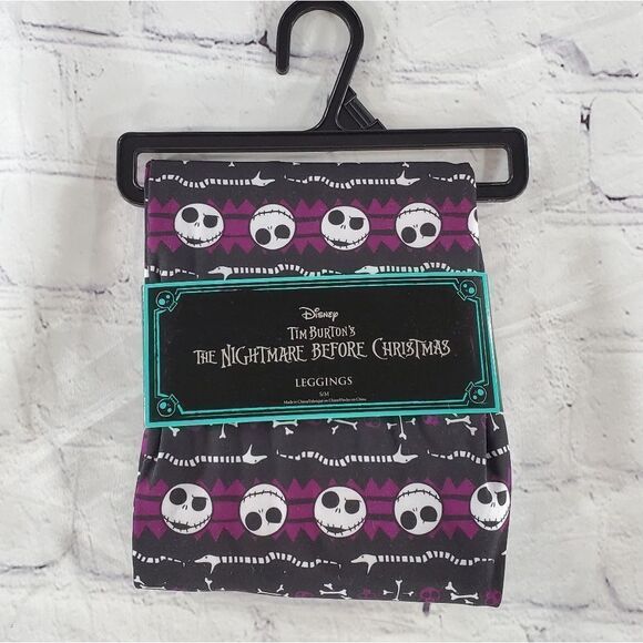 🔹️NWT Disney Purple & Black Jack Skellington Print Leggings Small - Picture 1 of 6